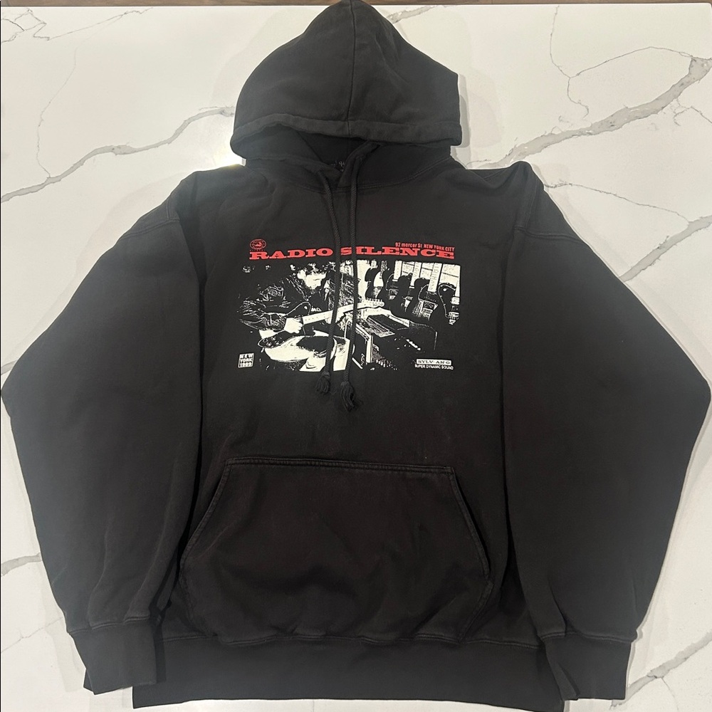 Brandy Melville Black Hoodie with Red and White Print